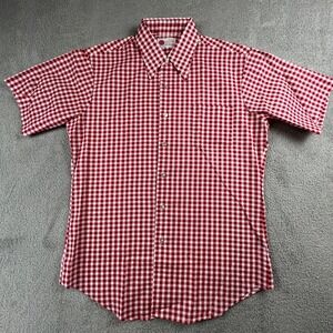 Vintage Kings Road Sears Button Down Shirt Mens L Red Gingham Check Retro